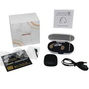 NWT ~ Microphone Headphones Amplifier Rechargeable USB Base Hearing Aids & Acc.